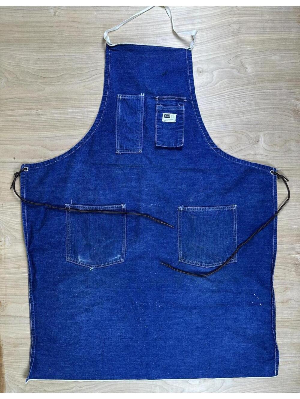 Vintage 70s Sears Apron blue denim workwear salvage union made usa durable rare